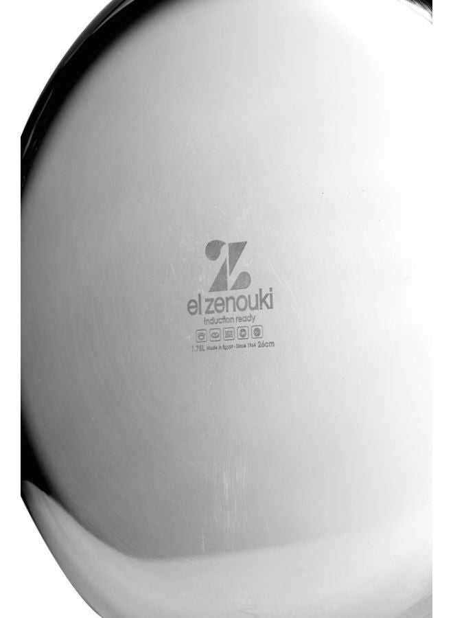 El Zenouki Stainless Steel Prime Frying Pan 26 cm-Silver - Image 4